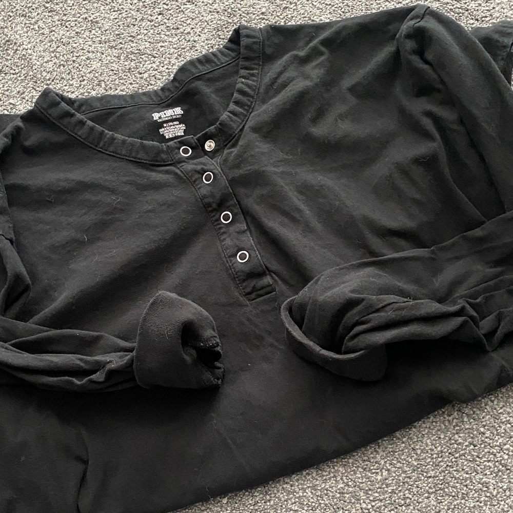 Victoria's Secret Pink Black Henley Top